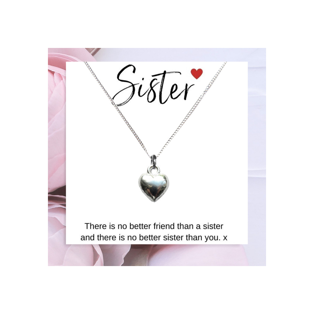 Heart Necklace & Sister Message Card