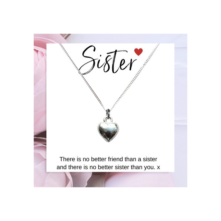 Heart Necklace & Sister Message Card