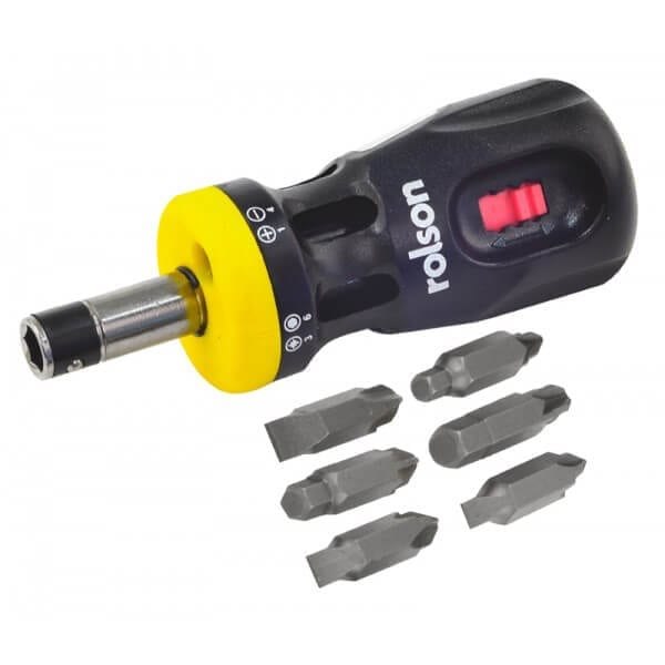12 in 1 Stubby Ratchet Screwdriver (CDU) by Rolson Tools at Klevaro