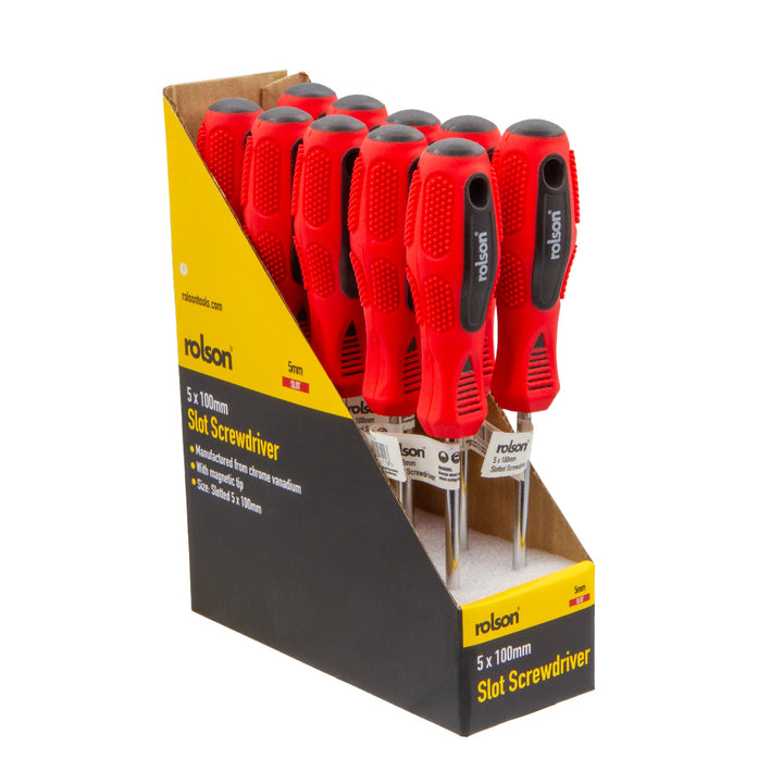 5 x 100mm Slot Screwdriver (CDU) by Rolson Tools