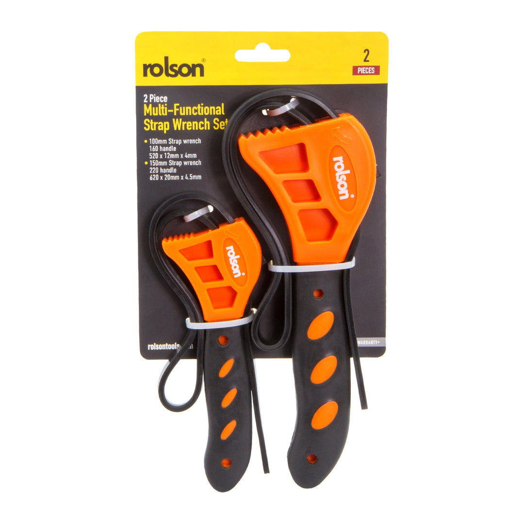 2 Piece Multi-Function Strap Wrench Set by Rolson Tools