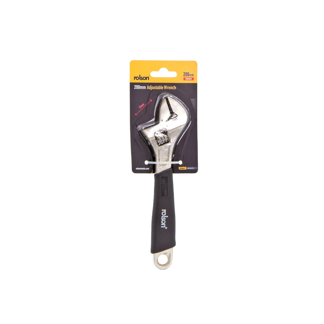 200mm Adjustable Wrench with Rubber Grip by Rolson Tools