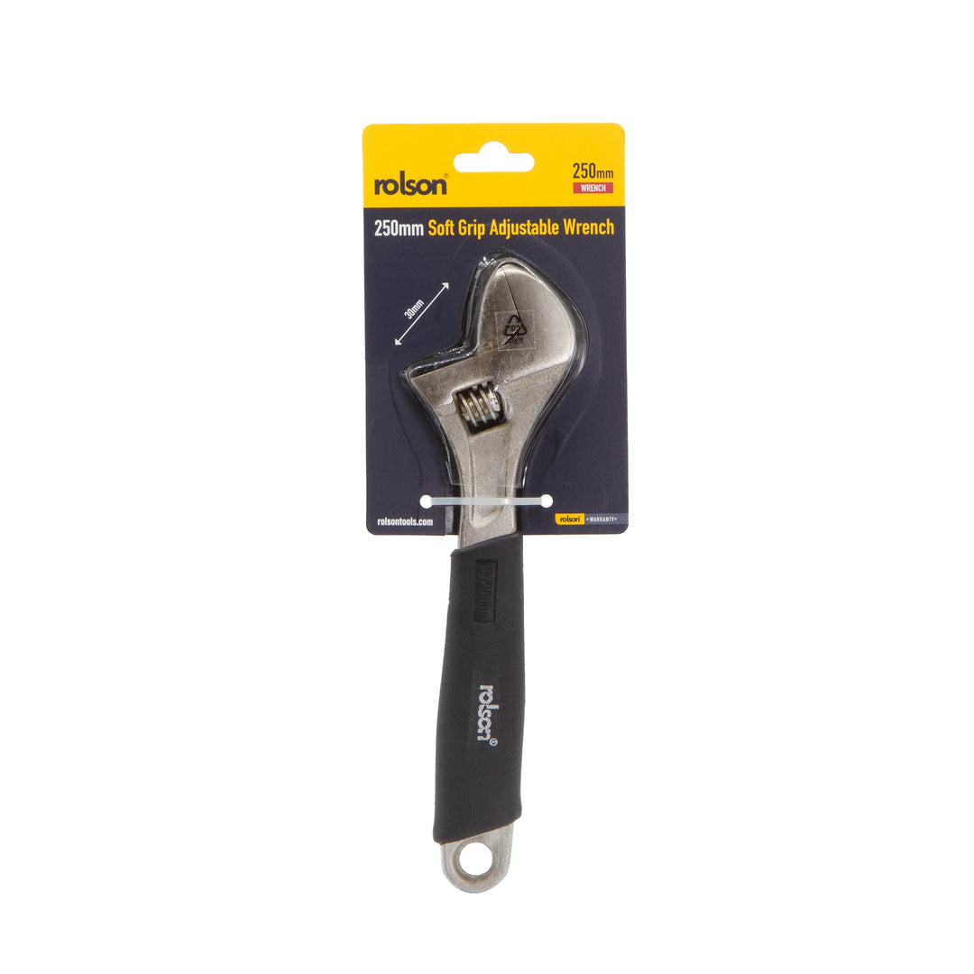 250mm Adjustable Wrench with Rubber Grip by Rolson Tools, image 2