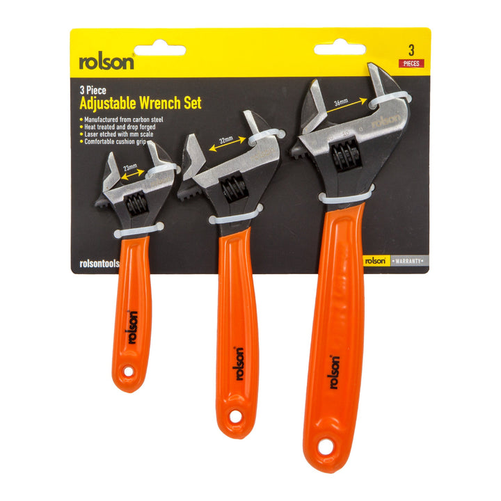 3 Piece Adjustable Wrench Set by Rolson Tools