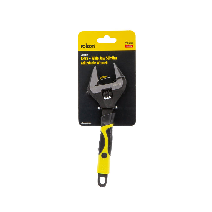 200mm Extra Wide Jaw Slimline Adjustable Wrench by Rolson Tools