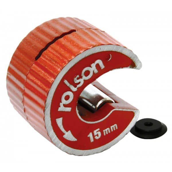 Rotary Action 15mm Copper Pipe Cutter with Spare Blade by Rolson Tools
