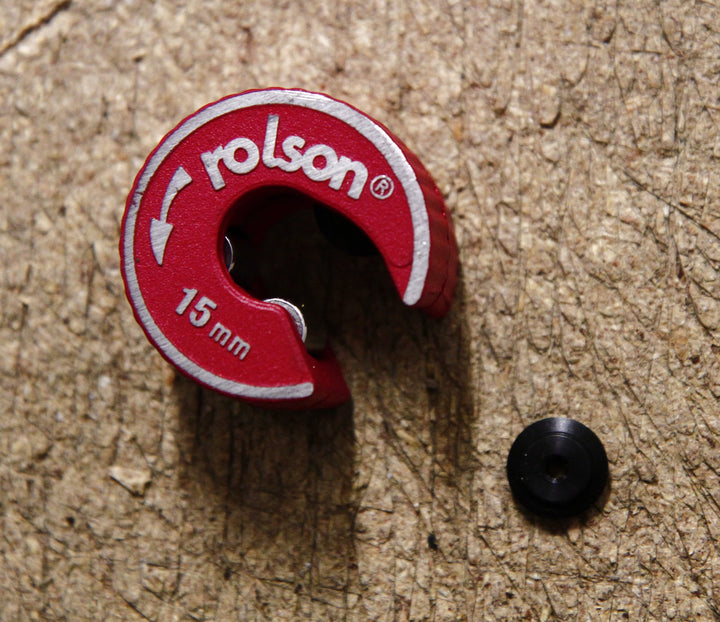 Rotary Action 15mm Copper Pipe Cutter with Spare Blade by Rolson Tools