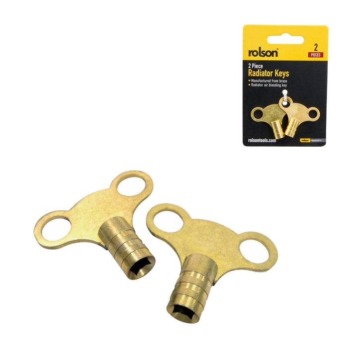 2 Piece Brass Radiator Key by Rolson Tools