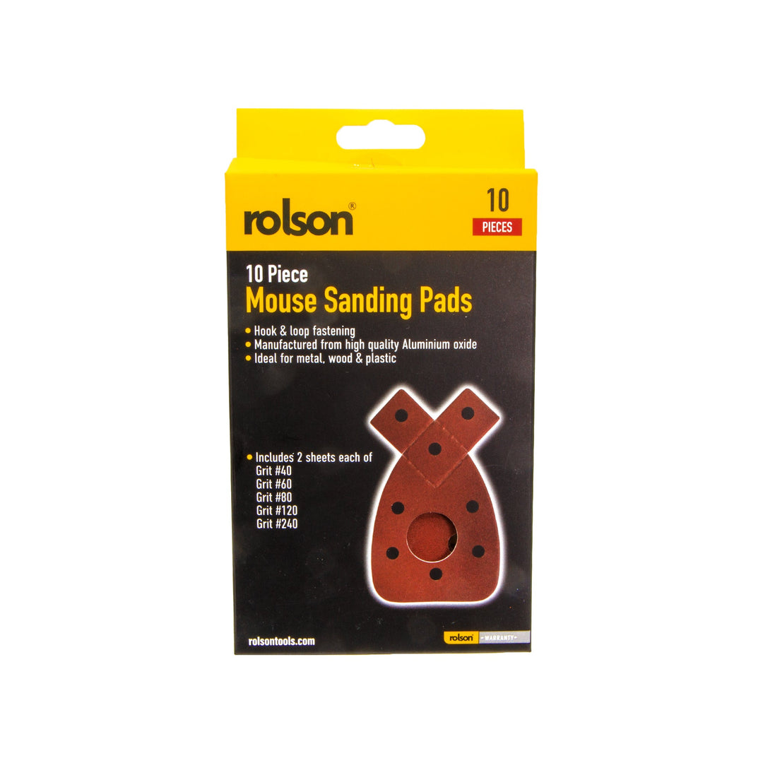 10 Piece Mouse Sanding Pads by Rolson Tools