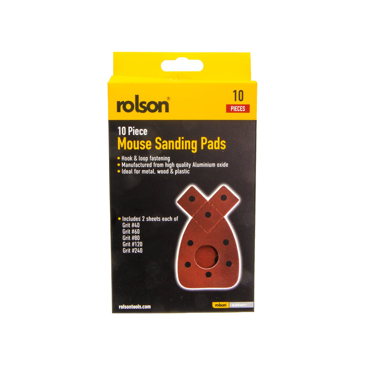 10 Piece Mouse Sanding Pads by Rolson Tools