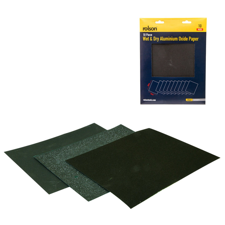 10 Piece 230 x 280mm Wet & Dry Sanding Sheets by Rolson Tools at Klevaro