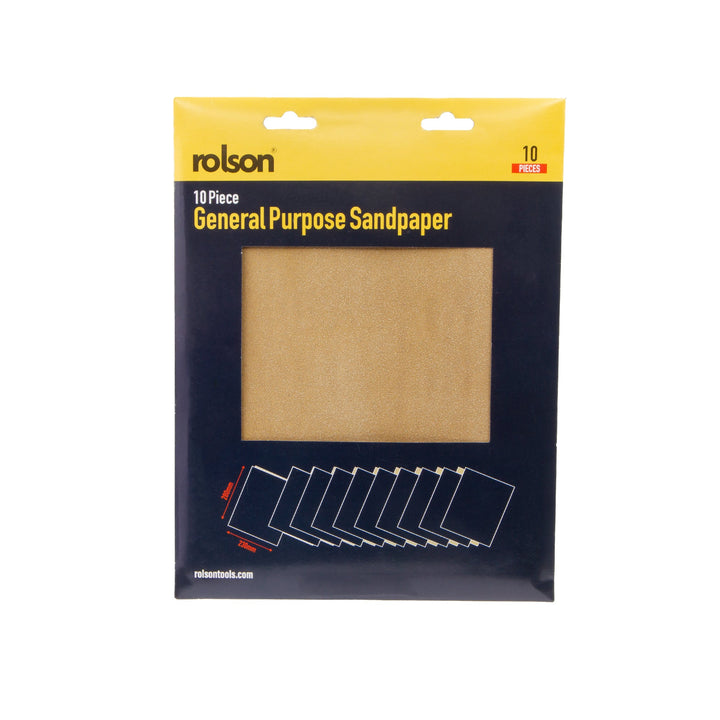 10 Piece 230 x 280mm Sandpaper Sheets by Rolson Tools, image 3