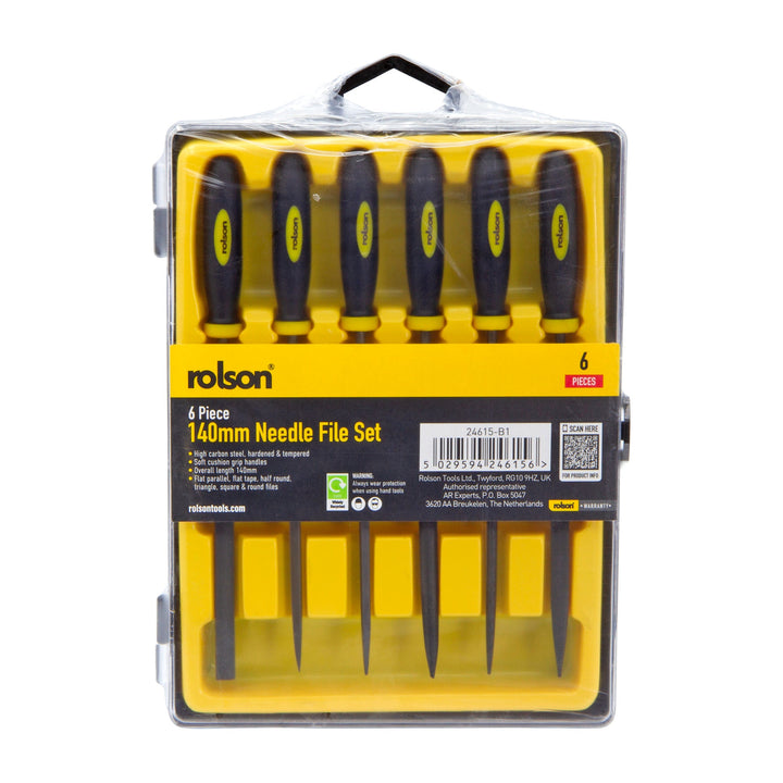 6 Piece 140mm Needle File Set by Rolson Tools