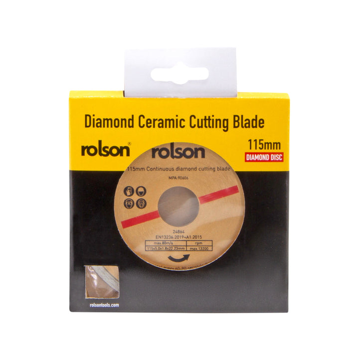 115mm Continuous Ceramic Tile Cutting Diamond Tipped Blade by Rolson Tools, image 2
