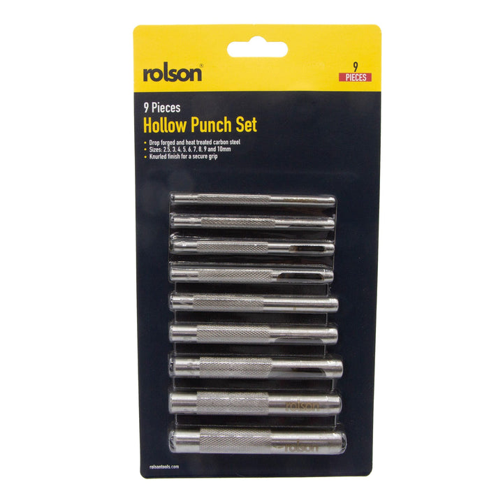 9 Piece Hollow Punch Set by Rolson Tools