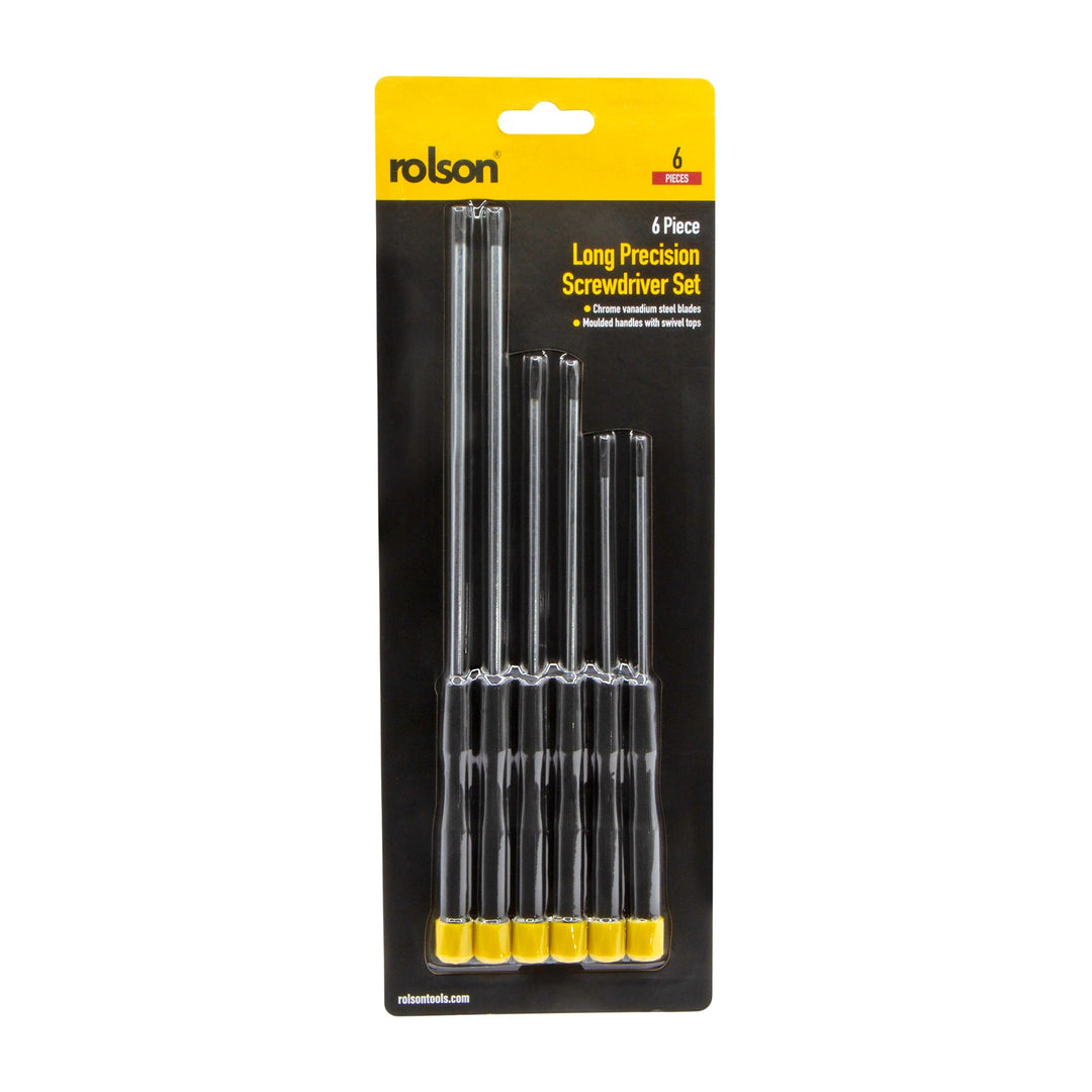 6 Piece Long Precision Screwdriver Set by Rolson Tools