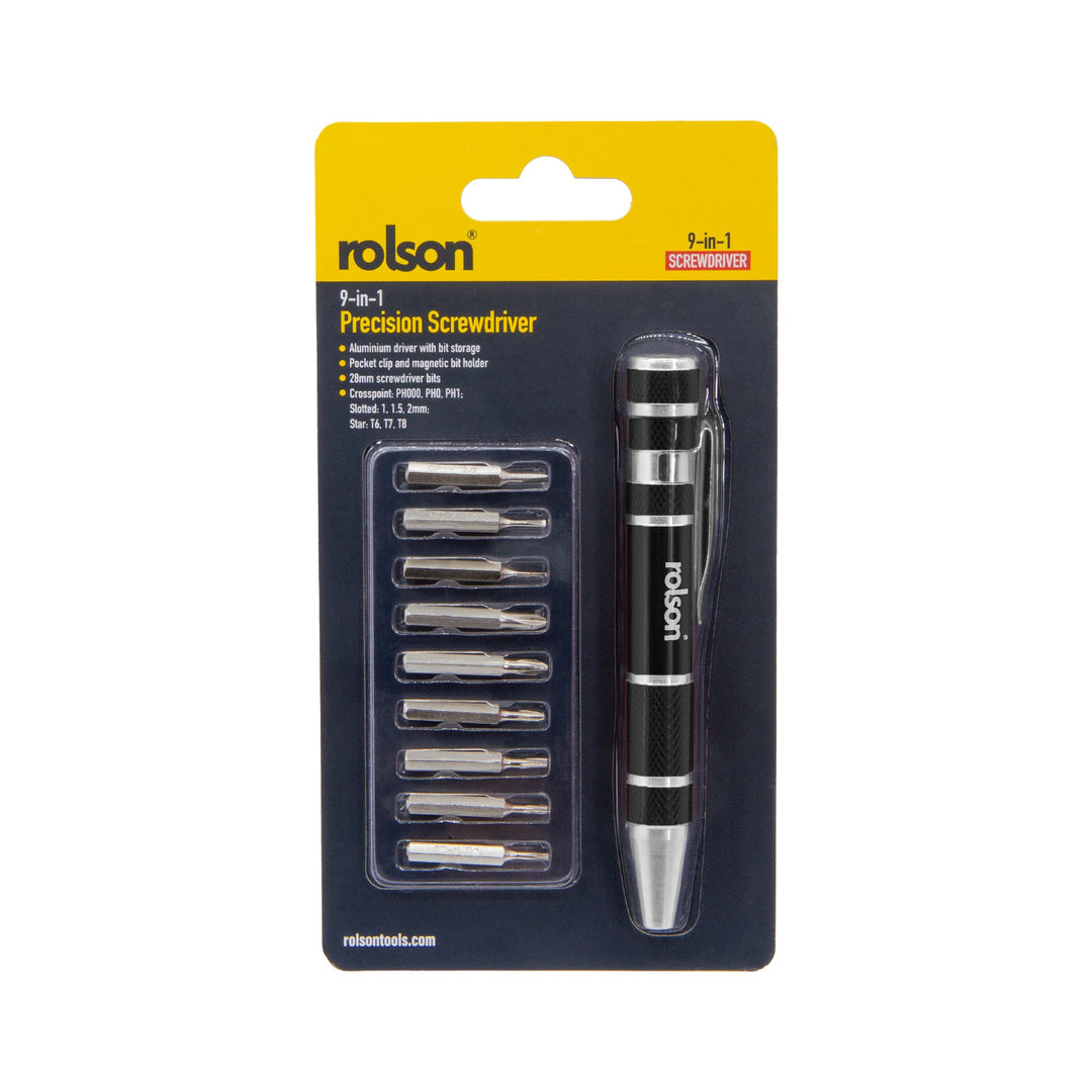 9 in 1 Precision Screwdriver Bit Set by Rolson Tools