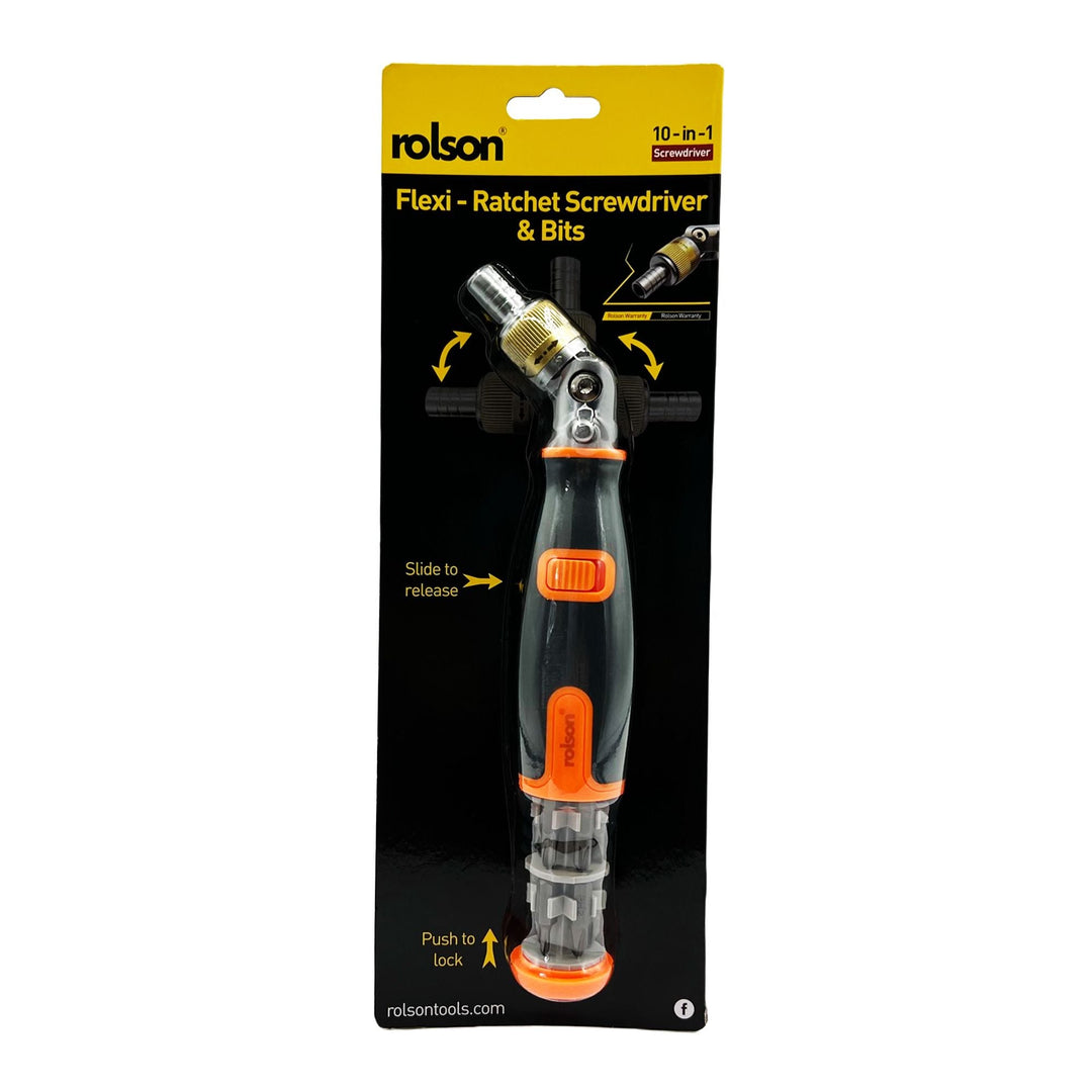 10-in-1 Flexi-Ratchet Screwdriver & Bits by Rolson Tools