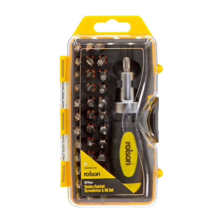 38 Piece Stubby Ratchet Screwdriver & Bit Set by Rolson Tools, image 3