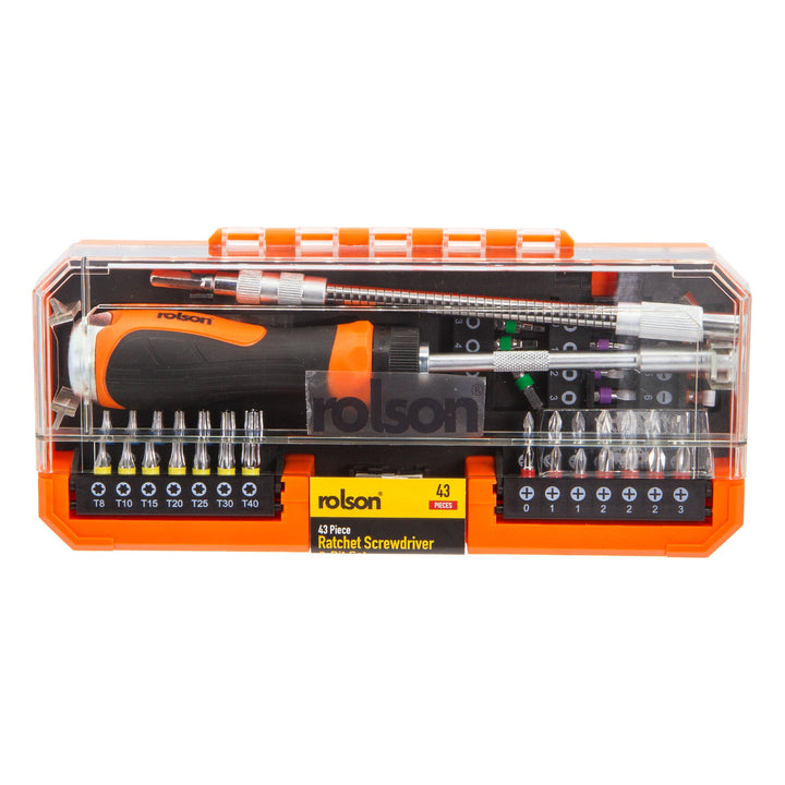 43 Piece Ratchet Screwdriver & Bit Set by Rolson Tools