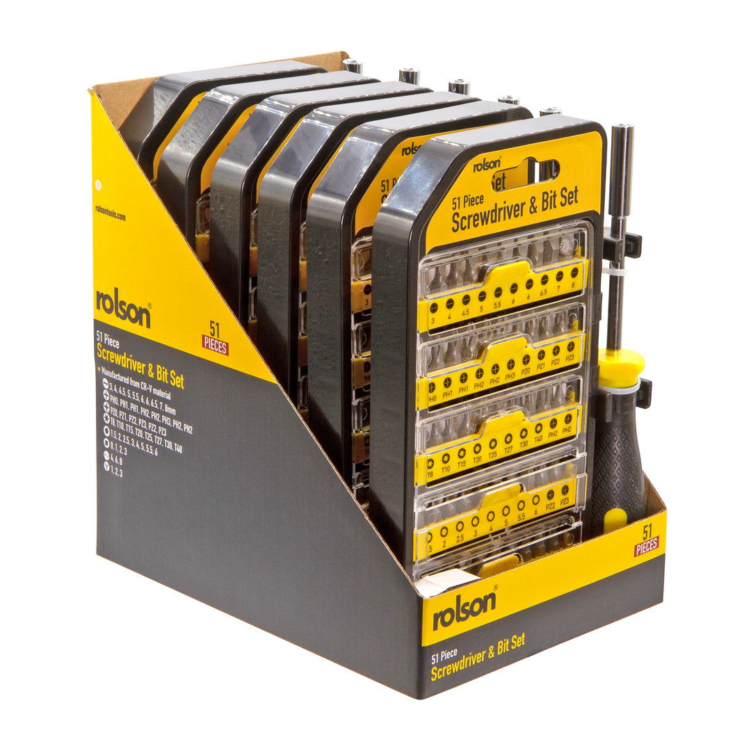 51 Piece Screwdriver & Bit Set by Rolson Tools
