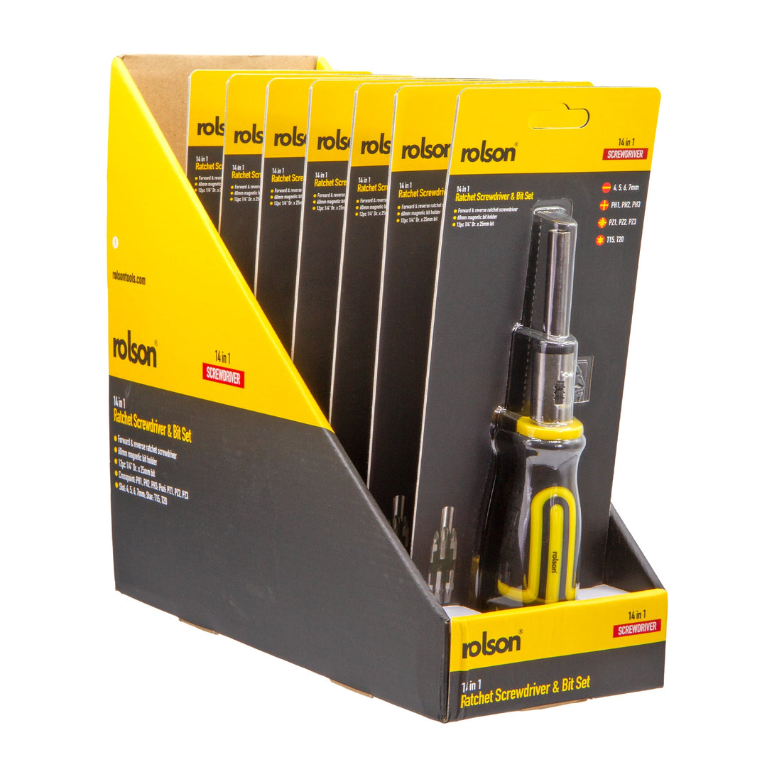 14-in-1 Ratchet Screwdriver & Bit Set by Rolson Tools