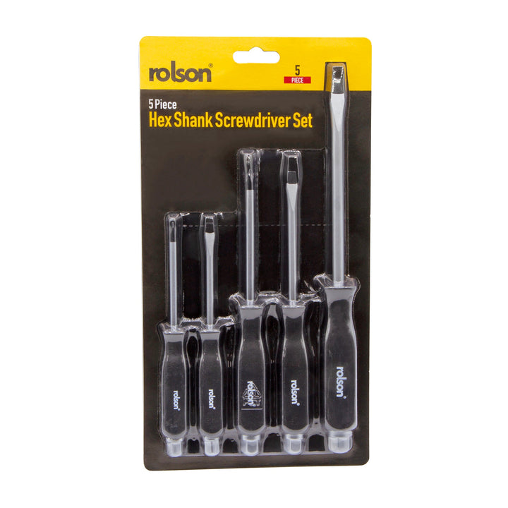 5 Piece Hex Shank Screwdriver Set by Rolson Tools