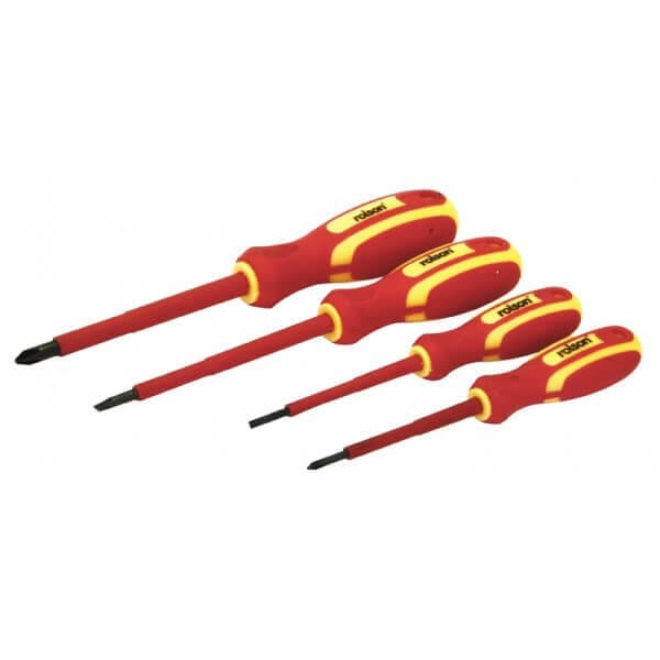 4 Piece VDE Screwdriver Set by Rolson Tools