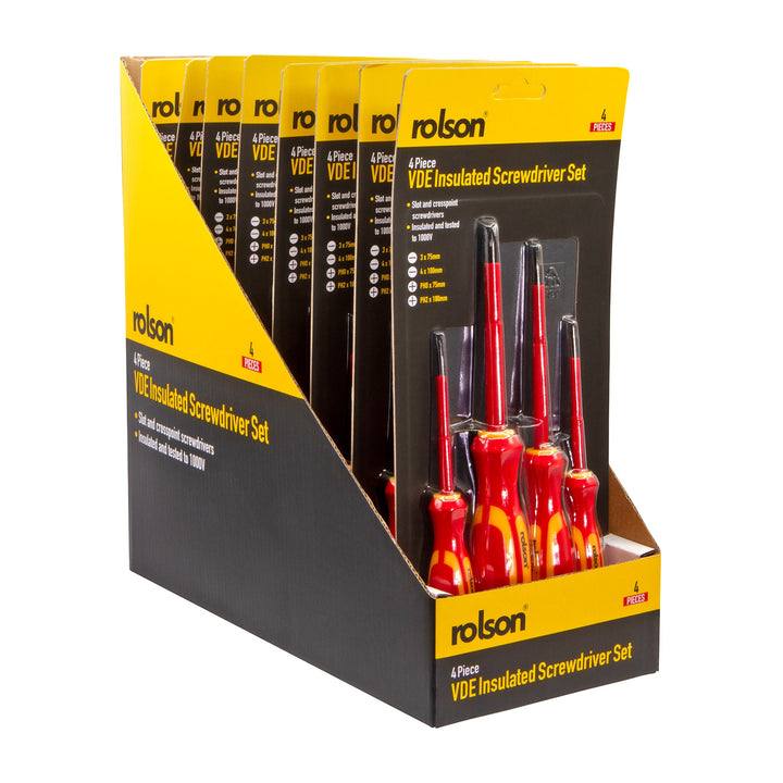 4 Piece VDE Screwdriver Set by Rolson Tools