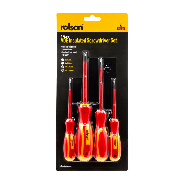 4 Piece VDE Screwdriver Set by Rolson Tools