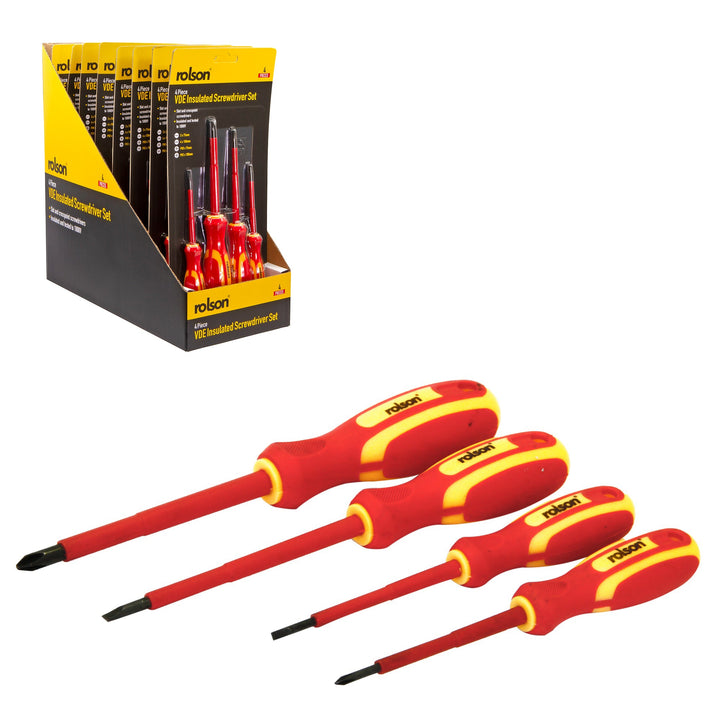 4 Piece VDE Screwdriver Set by Rolson Tools