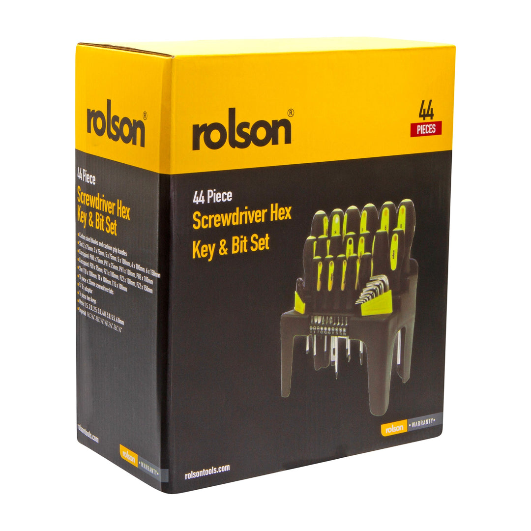 44 Piece Screwdriver, Hex Key & Bit Set by Rolson Tools
