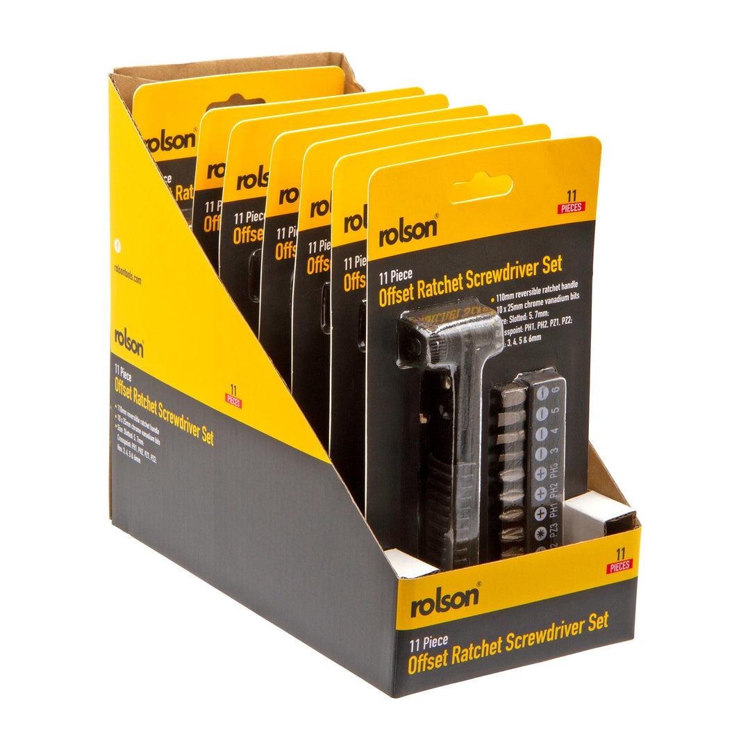 11 Piece Offset Reversible Ratchet Screwdriver - 28909