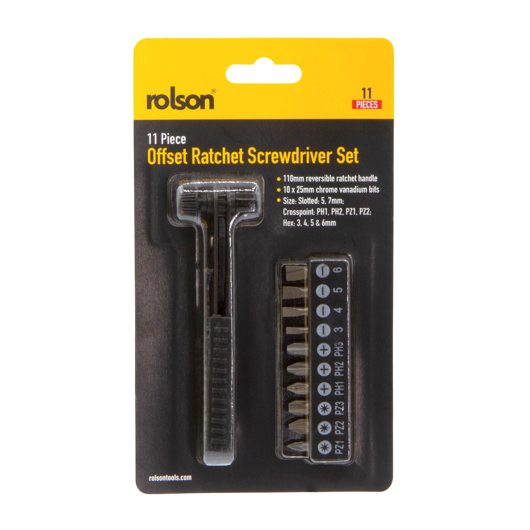 11 Piece Offset Reversible Ratchet Screwdriver - 28909