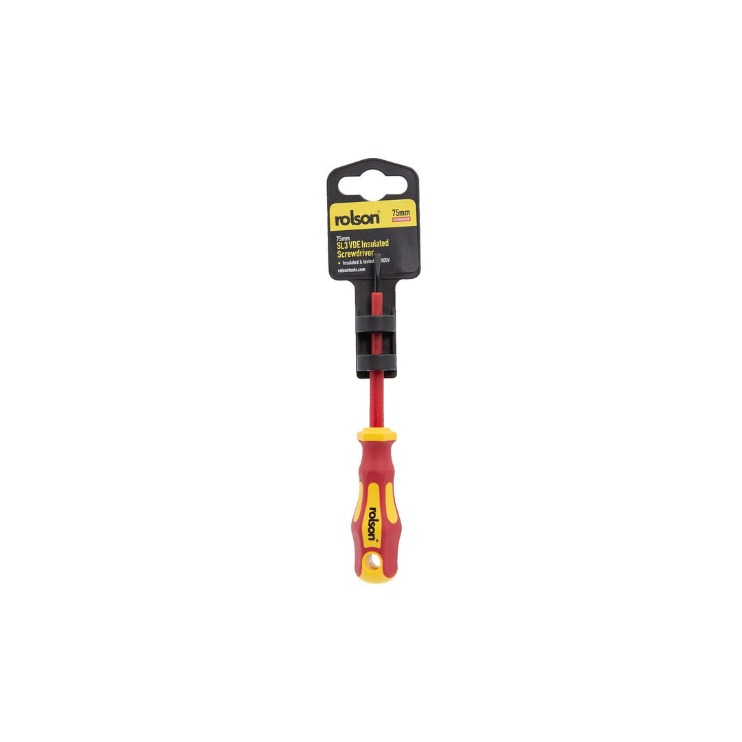 3 x 75mm Slotted VDE Screwdriver by Rolson Tools