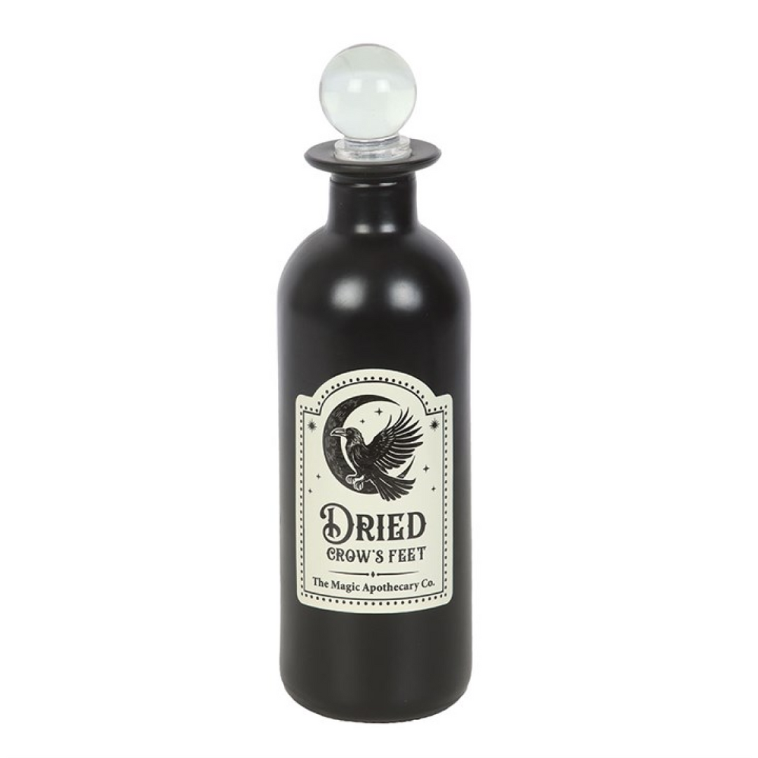 Dried Crow's Feet Decorative Glass Potion Bottle