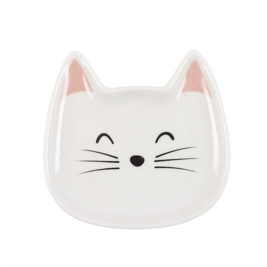 White Cat Face Trinket Dish