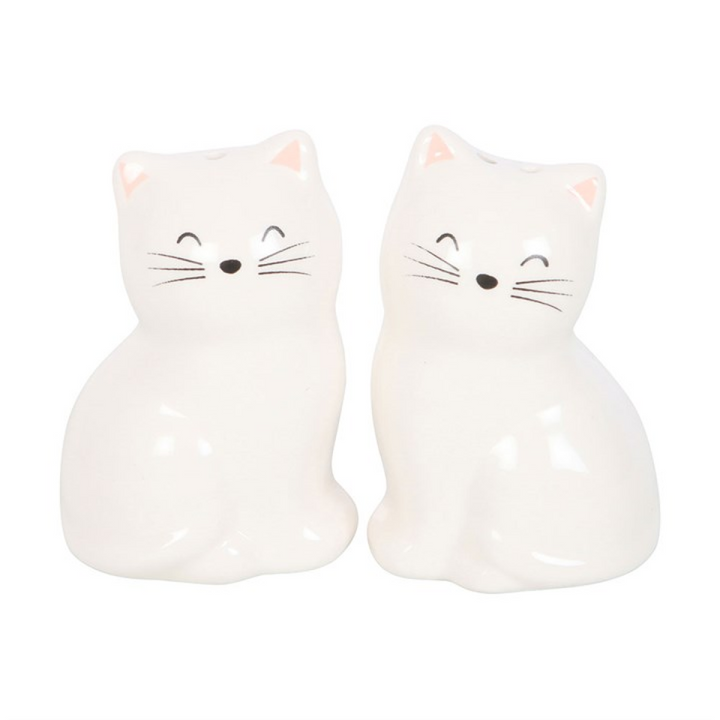 White Cat Shaped Salt and Pepper Shakers