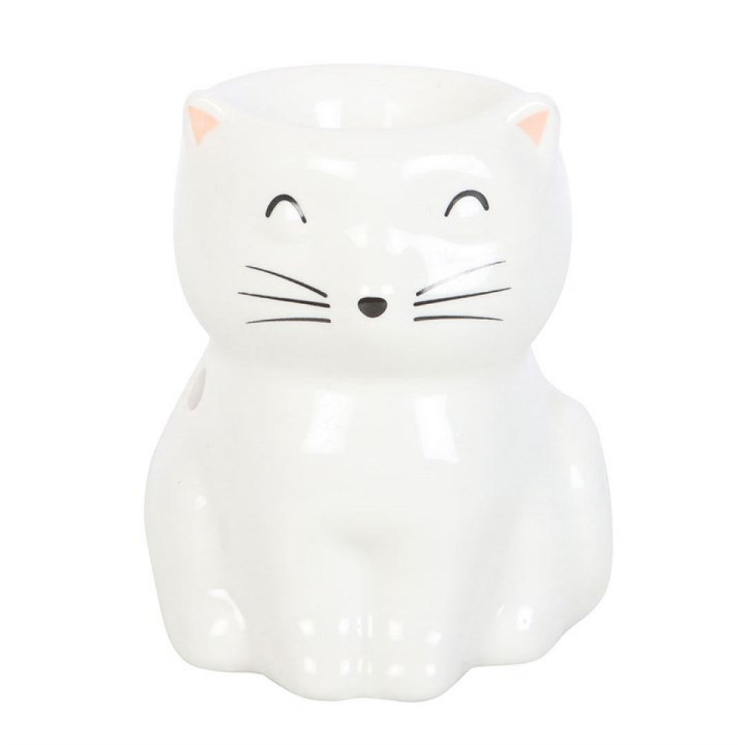 White Happy Cat Oil Burner