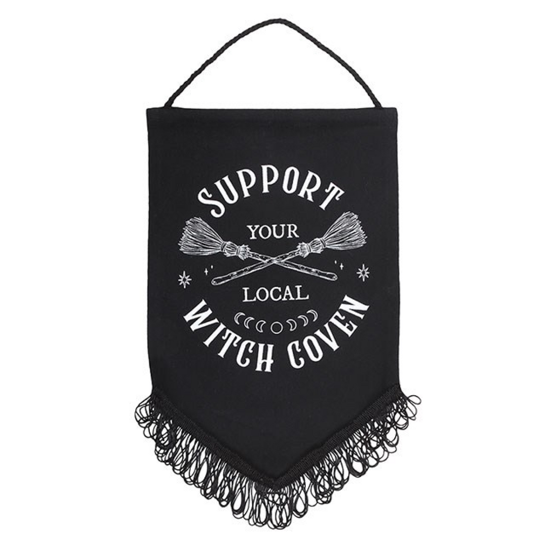 Support Your Local Witch Coven Hanging Fabric Banner