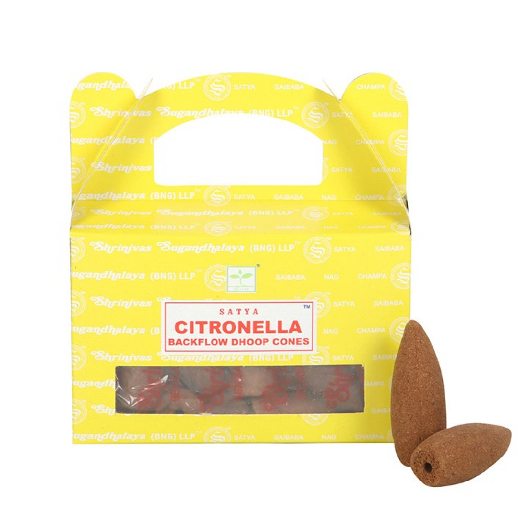Set of 6 Citronella Backflow Dhoop Incense Cones by Satya (6/30)