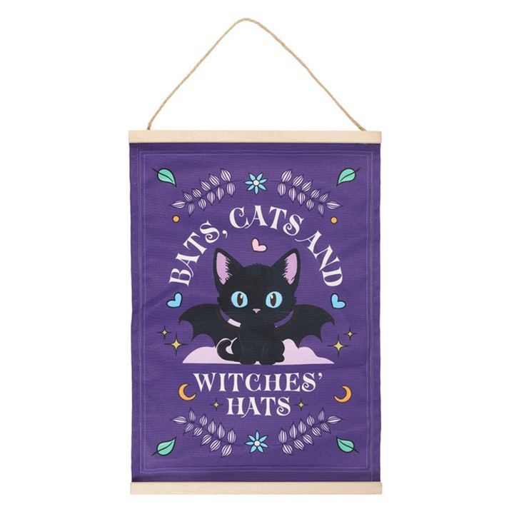 Bats, Cats and Witches Hats Fabric Wall Hanging