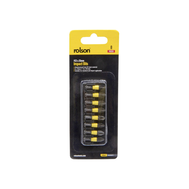8 Piece PZ2 x 25mm Impact Screwdriver Bits by Rolson Tools