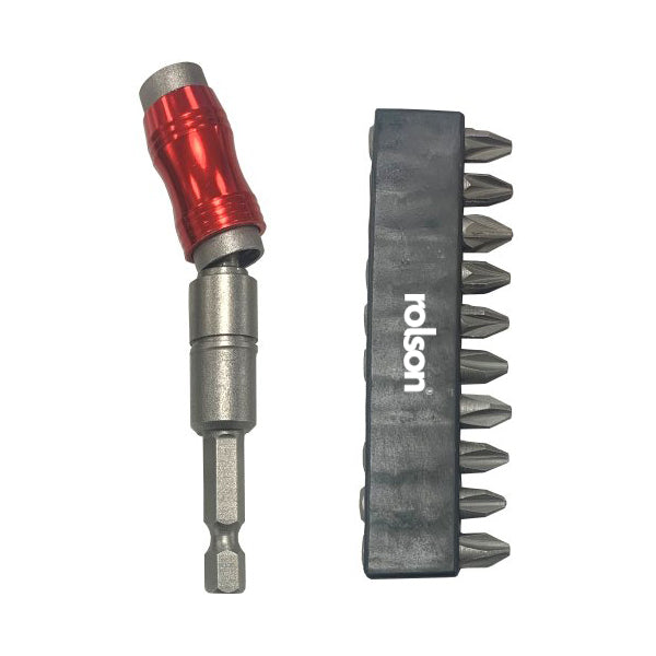 90mm Angled Bit Holder & Bits by Rolson Tools