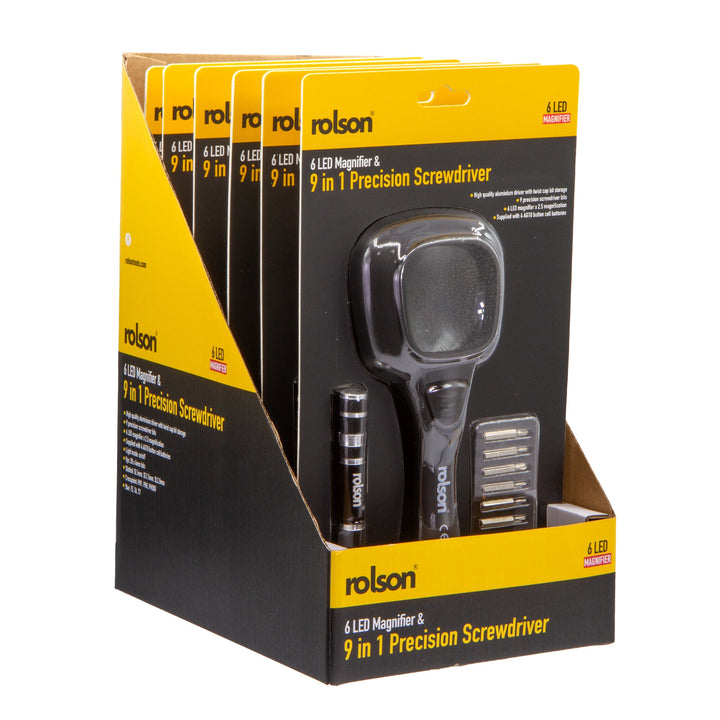 6 LED Magnifier & 9 in 1 Precision Screwdriver by Rolson Tools, image 2