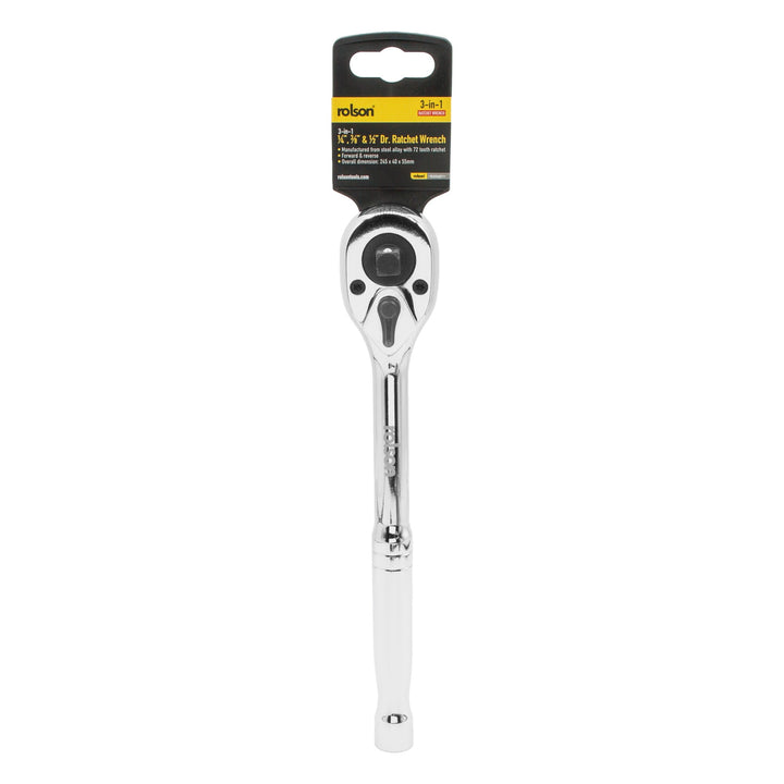 3-in-1 ¼", ⅜" & ½" Dr. Ratchet Wrench by Rolson Tools