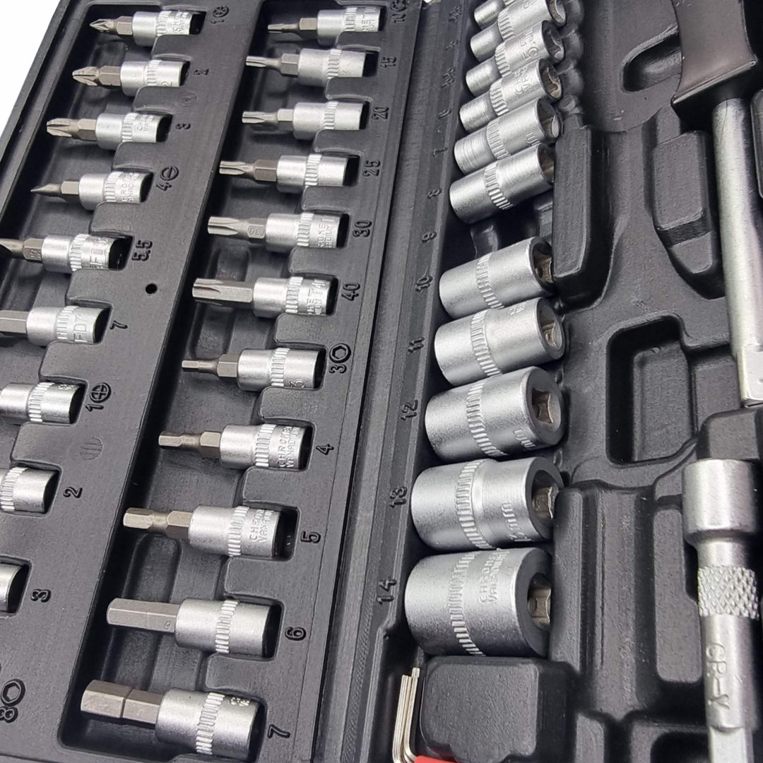 46 Piece ¼" Dr Metric CrV Socket & Bit Set by Rolson Tools
