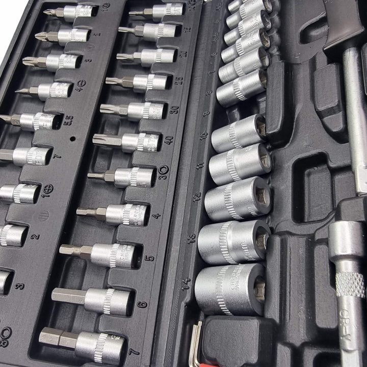 46 Piece ¼" Dr Metric CrV Socket & Bit Set by Rolson Tools