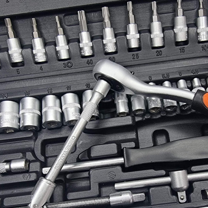 46 Piece ¼" Dr Metric CrV Socket & Bit Set by Rolson Tools