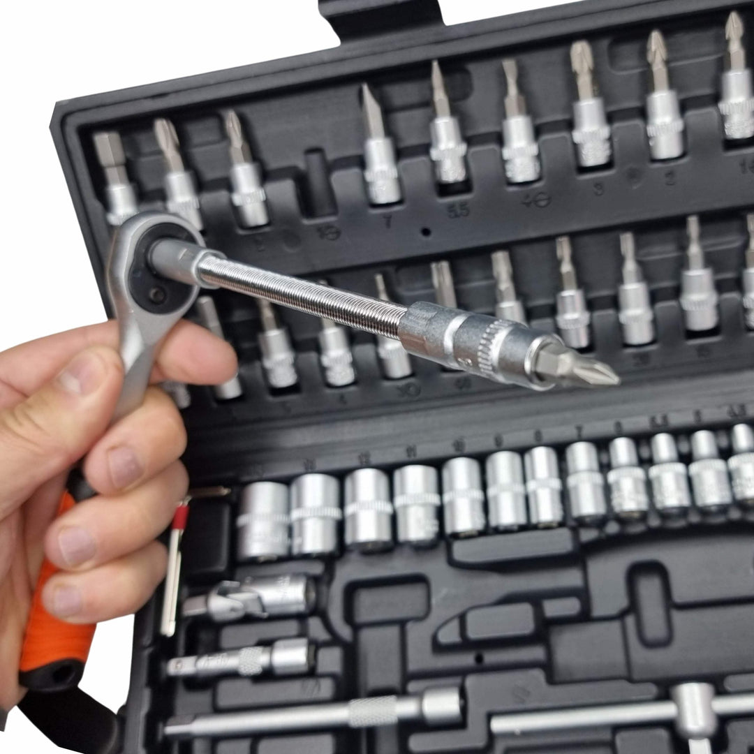 46 Piece ¼" Dr Metric CrV Socket & Bit Set by Rolson Tools